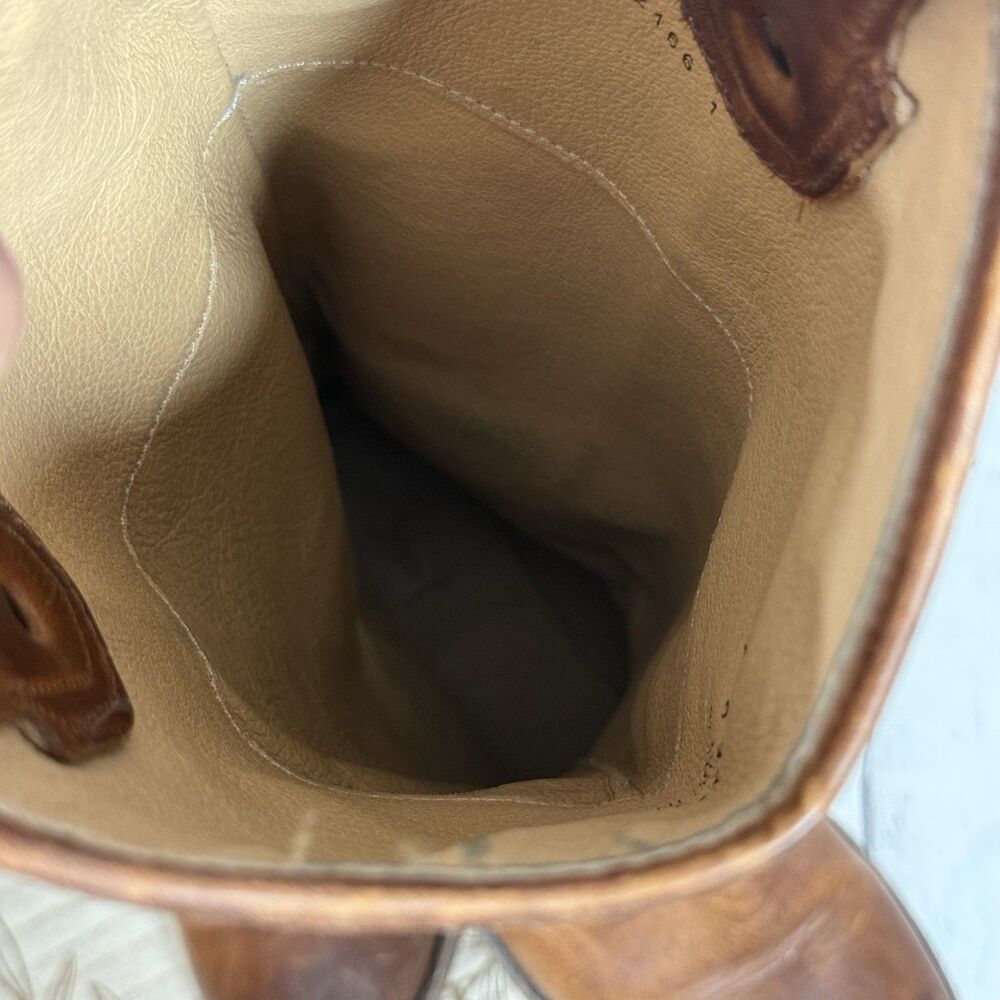 Frye Melissa Leather Riding Boots Women 7 Brown Distressed Button 2 Equestrian - Picture 13 of 16